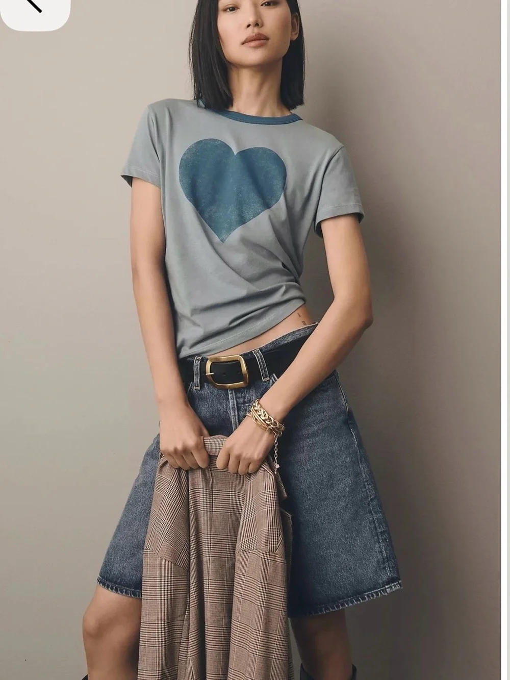 NWT LET LUV BLUE HEART RINGER TEE - Picture 1 of 2